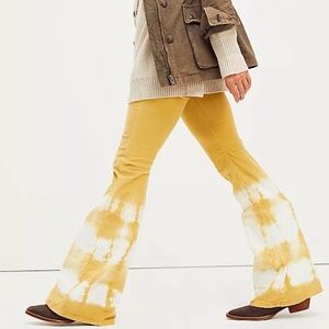 Free People Tie Dye Pull On Cord Flare Pants